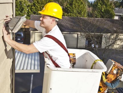 Professional electrician at work